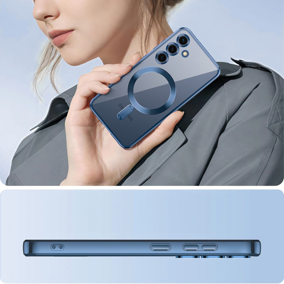 Case for Samsung Galaxy A55 5G, Electro MagSafe, blue + Screen Glass