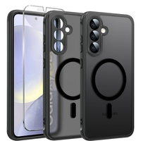 Case for Samsung Galaxy S24, for MagSafe, ERBORD Matt Case, black + Screen Glass