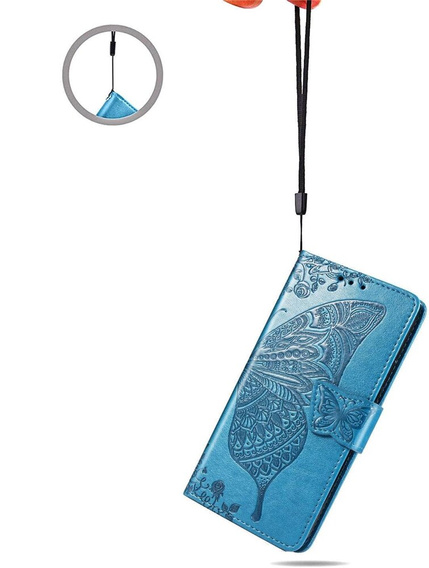 Flip case for Motorola Edge 50 Pro, Butterfly, blue