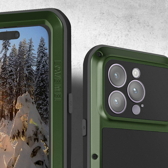 Love Mei Case for iPhone 14 Pro, armored with glass, green