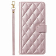 Flip case for Samsung Galaxy A16, Rhombus Crossbody Leather, pink rose gold