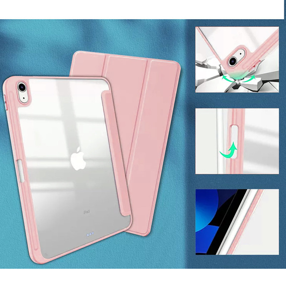 Case for iPad 10.9 2022 10 Gen, Smartcase Hybrid, with stylus space, pink