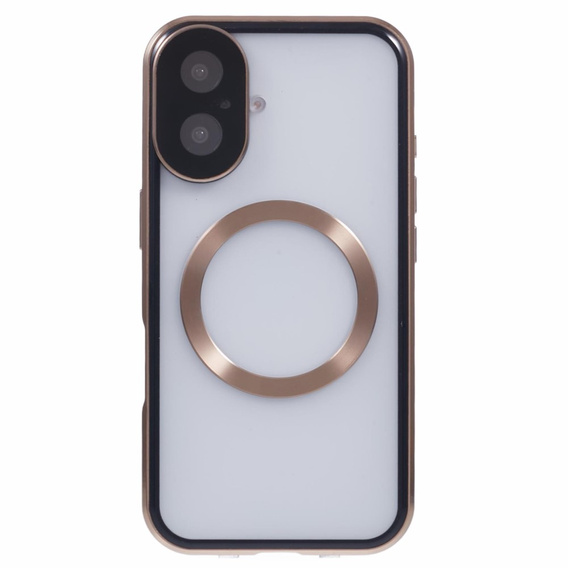Magnetic Dual Glass MagSafe case for iPhone 16, gold