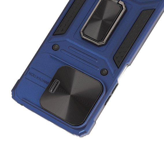 Armored Case for Xiaomi Redmi Note 13 5G, CamShield Slide, blue + Tempered Glass 9H