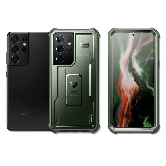 Armored case for Samsung Galaxy S21 Ultra, Dexnor Full Body, green