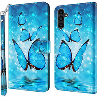 Flip case for Samsung Galaxy A14 4G/5G, Wallet Butterfly, blue