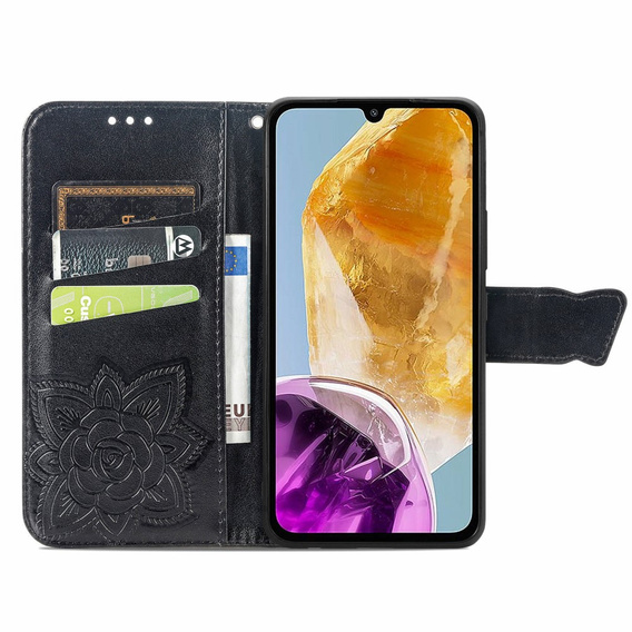 Flip case for Samsung Galaxy M15 5G, Butterfly, black