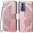Flip case for Infinix Hot 50 Pro 4G, Butterfly, pink rose gold