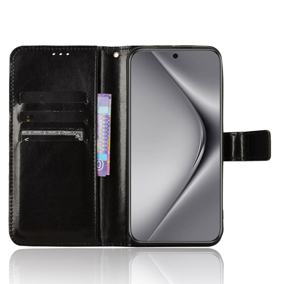 Flip case for Huawei Pura 70, Crazy Horse Wallet, black