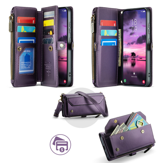 CASEME RFID Leather Wallet Case for Samsung Galaxy S26, purple