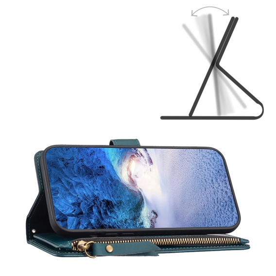 Flip case for Xiaomi Redmi Note 13 Pro 4G / Xiaomi Redmi Note 14S / Xiaomi Poco M6 Pro 4G, Wallet Zipper Pocket, green