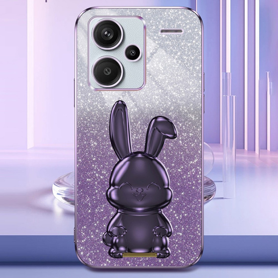 Case for Xiaomi Redmi Note 13 Pro+, Glitter Rabbit, with slide-out stand, purple