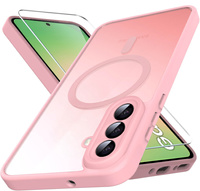 Case for Samsung Galaxy A56 5G, for MagSafe, ERBORD Matt Case, pink + Screen Glass