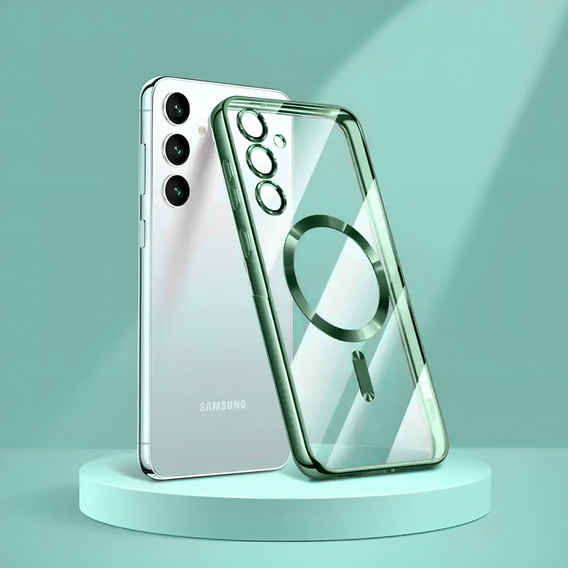 Case for Samsung Galaxy S24 FE, Electro MagSafe, green + Screen Glass