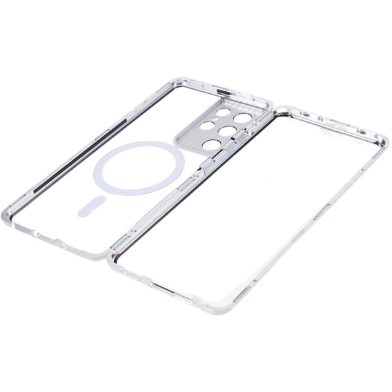 Magnetic Dual Glass MagSafe case for Samsung Galaxy S21 Ultra, silver