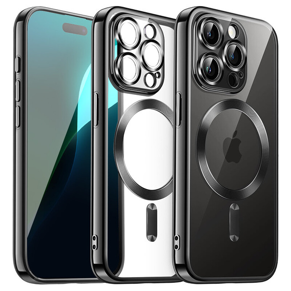 Case for iPhone 16 Pro, Electro MagSafe, black + Screen Glass