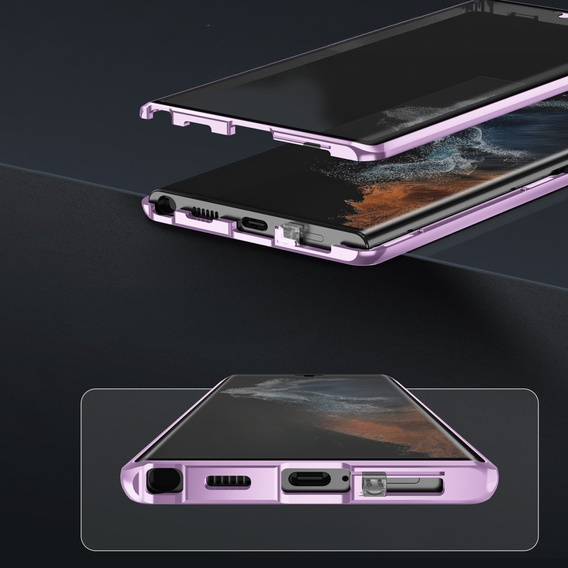 Magnetic Dual Glass MagSafe case for Samsung Galaxy S23 Ultra, purple