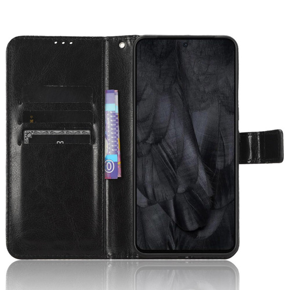 Flip case for Google Pixel 8 Pro, Crazy Horse Wallet, black