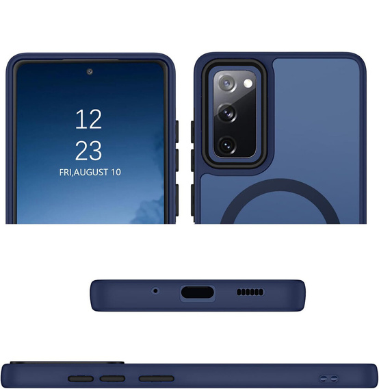 Case for Samsung Galaxy S20 FE, for MagSafe, ERBORD Matt Case, dark blue + Screen Glass