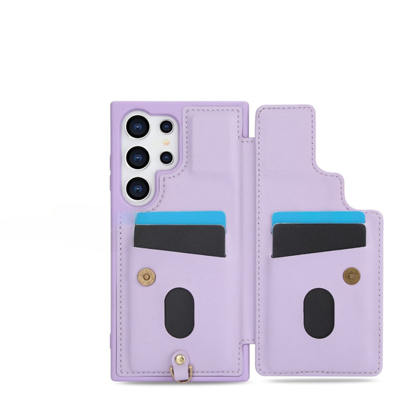 Case for Samsung Galaxy S25 Ultra, Leather Flower Card Slot, purple