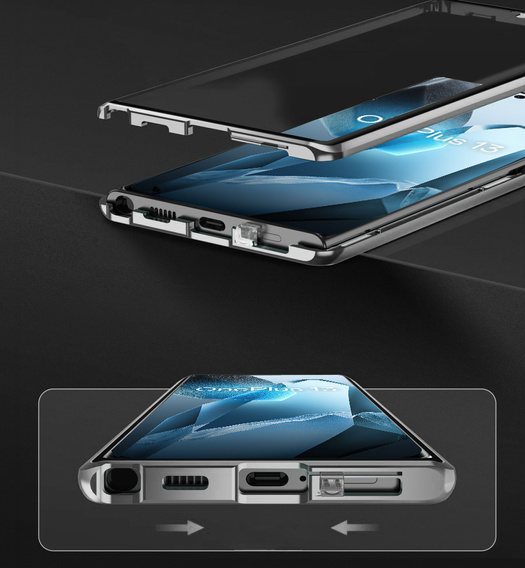 Case for OnePlus 13, Magnetic Dual Glass, silver