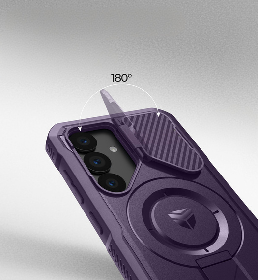 Armored case for Samsung Galaxy S25, Dexnor CamProtect MagSafe, purple (Two frames)