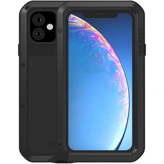 Love Mei Case for iPhone 11, armored with glass, black