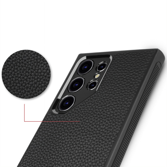 Leather case for Samsung Galaxy S24 Ultra, ERBORD LeatherGuard MagSafe, black