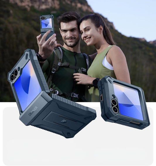 Armored Case for Samsung Galaxy Z Flip7 FE / Z Flip6, Dexnor Clip Holder, dark blue