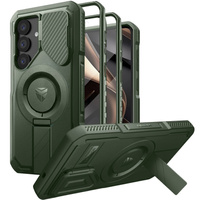 Armored case for Samsung Galaxy S25, Dexnor CamProtect MagSafe, green (Two frames)