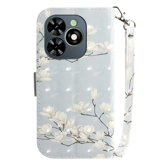 Flip case for Infinix Hot 40i, Wallet, Magnolia Flowers grey