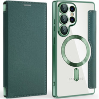 Flip case for Samsung Galaxy S25 Ultra, RFID Wallet MagSafe CamShield, green