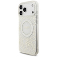 Guess IML Flowers Electroplated Allover With Beads Strap Case, for MagSafe, with strap for iPhone 17 Pro Max