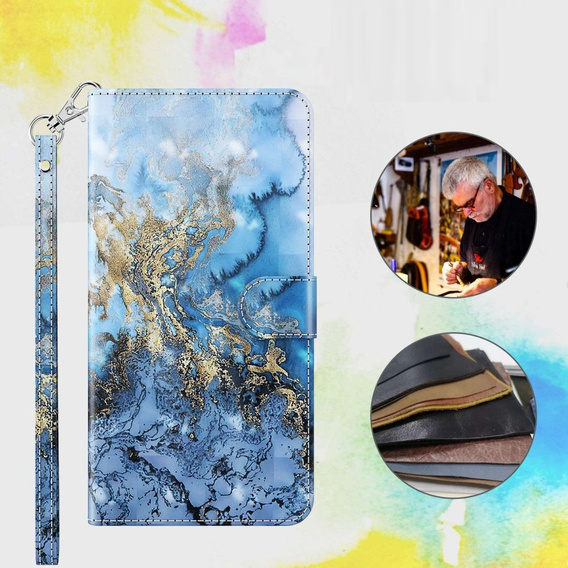 Flip case for Xiaomi Redmi Note 13 Pro+, Wallet, Marble blue