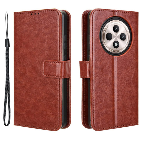 Flip case for Oppo Reno 12FS / 12F, Crazy Horse Wallet, brown
