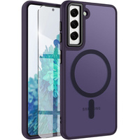 Case for Samsung Galaxy S21, for MagSafe, ERBORD Matt Case, dark purple + Screen Glass