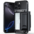 TPU + PC armoured case with card slot, black for iPhone 16 Pro Max