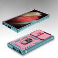 Case for Samsung Galaxy S23 Ultra, CamShield Slide, pink / green