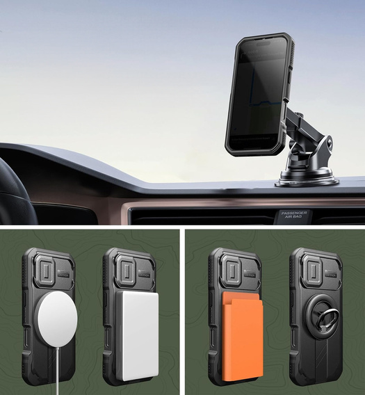 Dexnor armoured case with stand and camera shutter, for MagSafe for iPhone 17