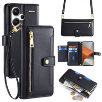 Flip case for Xiaomi Redmi Note 13 Pro+, Wallet Zipper Pocket, black