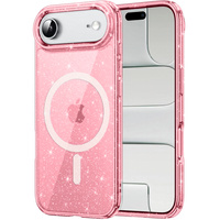 Case for iPhone Air, for MagSafe, glitter, translucent pink
