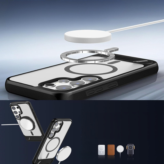 Case for Samsung Galaxy S25 Ultra, Kickstand Matt Case, for MagSafe, black