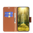 Flip case for Samsung Galaxy A15, Wallet Litchi Leather, brown + 9H glass