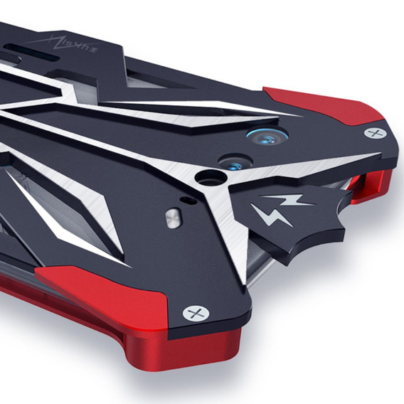 Armored case for Asus ROG Phone 7 5G, Aluminum Alloy, black / red