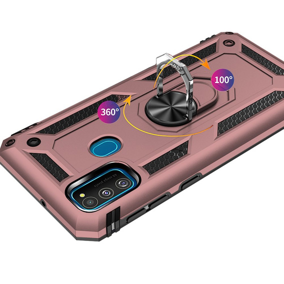 Armor Case for Samsung Galaxy M21, Nox Case Ring, pink rose gold