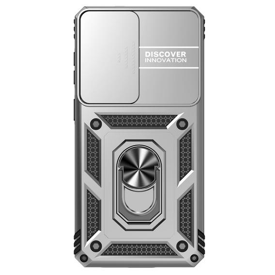 Armoured case with stand and lens cover for Samsung Galaxy S26 Plus, silver