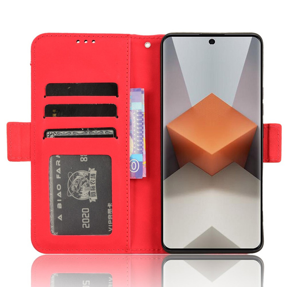 Flip case for Xiaomi Redmi Note 13 Pro+, Card Slot, red