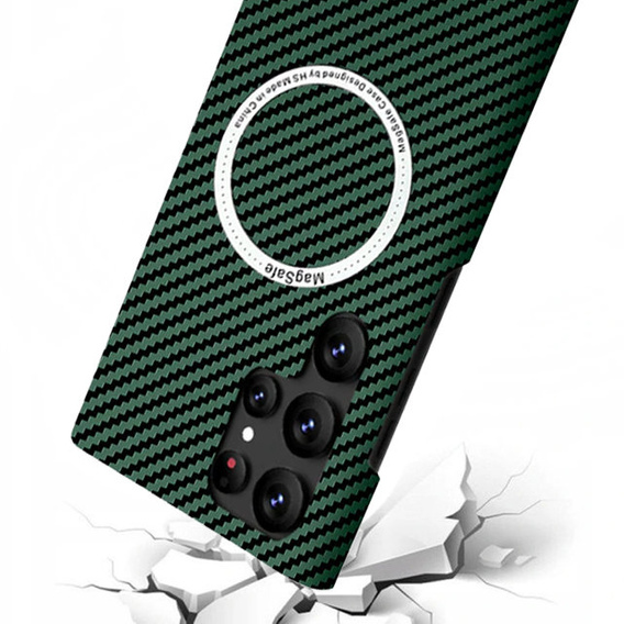 Case for Samsung Galaxy S22 Ultra, Magsafe Slim Carbon, green