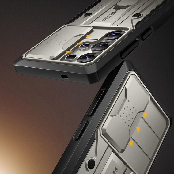 Rugged Case for Samsung Galaxy S25 Ultra – Tongate MECH Series Belt Clip, TiGray