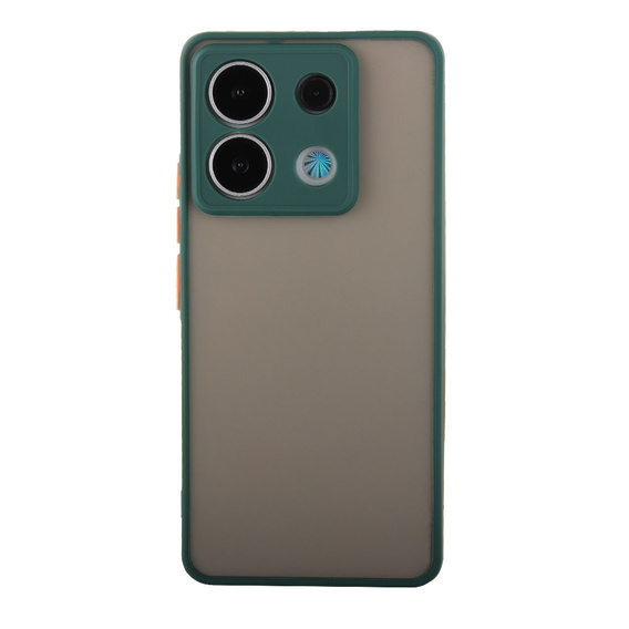 Silicone case for Xiaomi Redmi Note 13 Pro 5G, with camera protection, transparent / green + Tempered Glass 9H